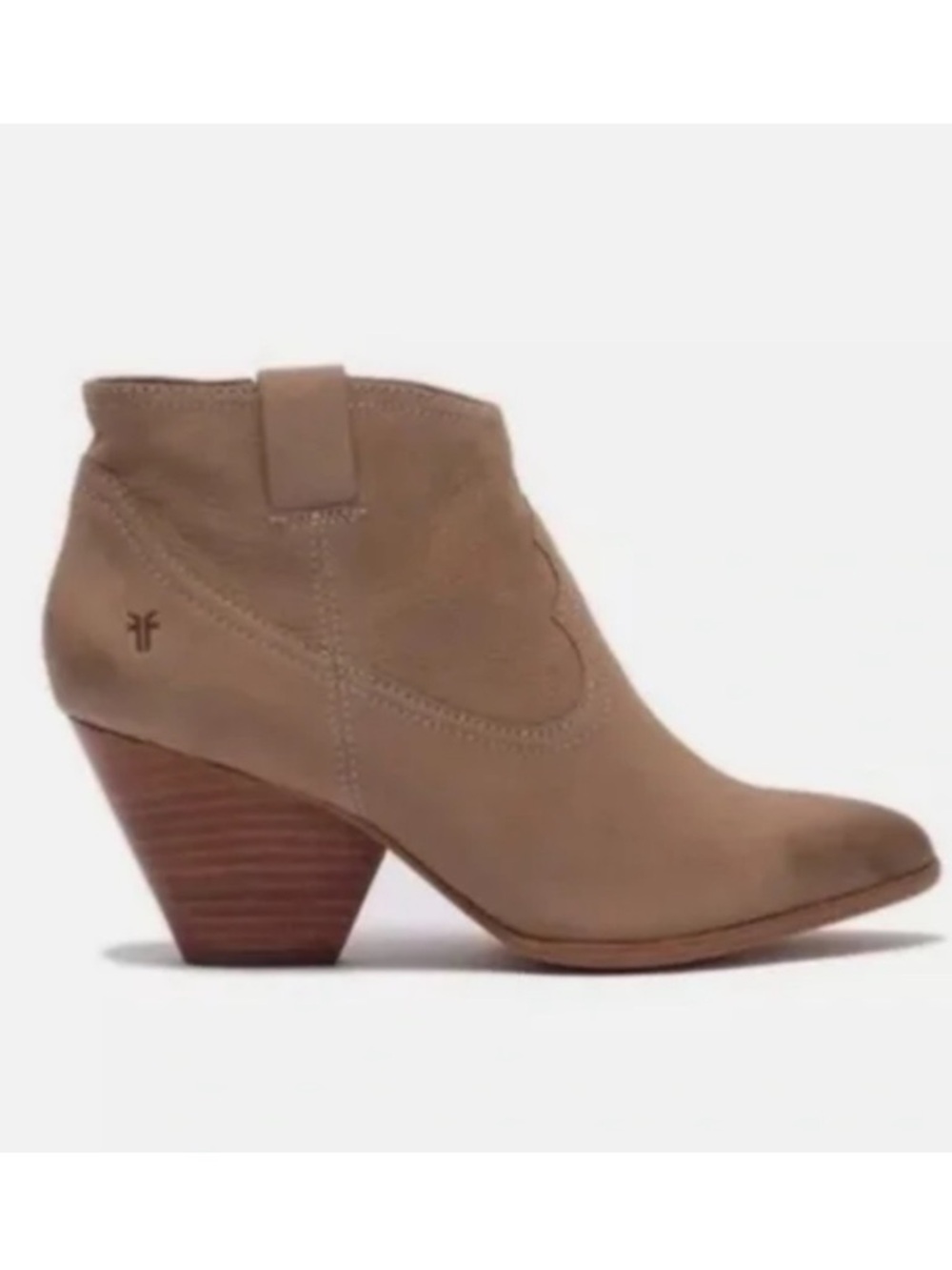 Frye Reina Ash/Taupe Leather Western Ankle Bootie. Size 9
